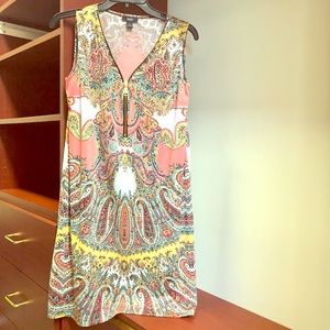 Sleeveless MSK Shift Dress with Zipper V-Nexk